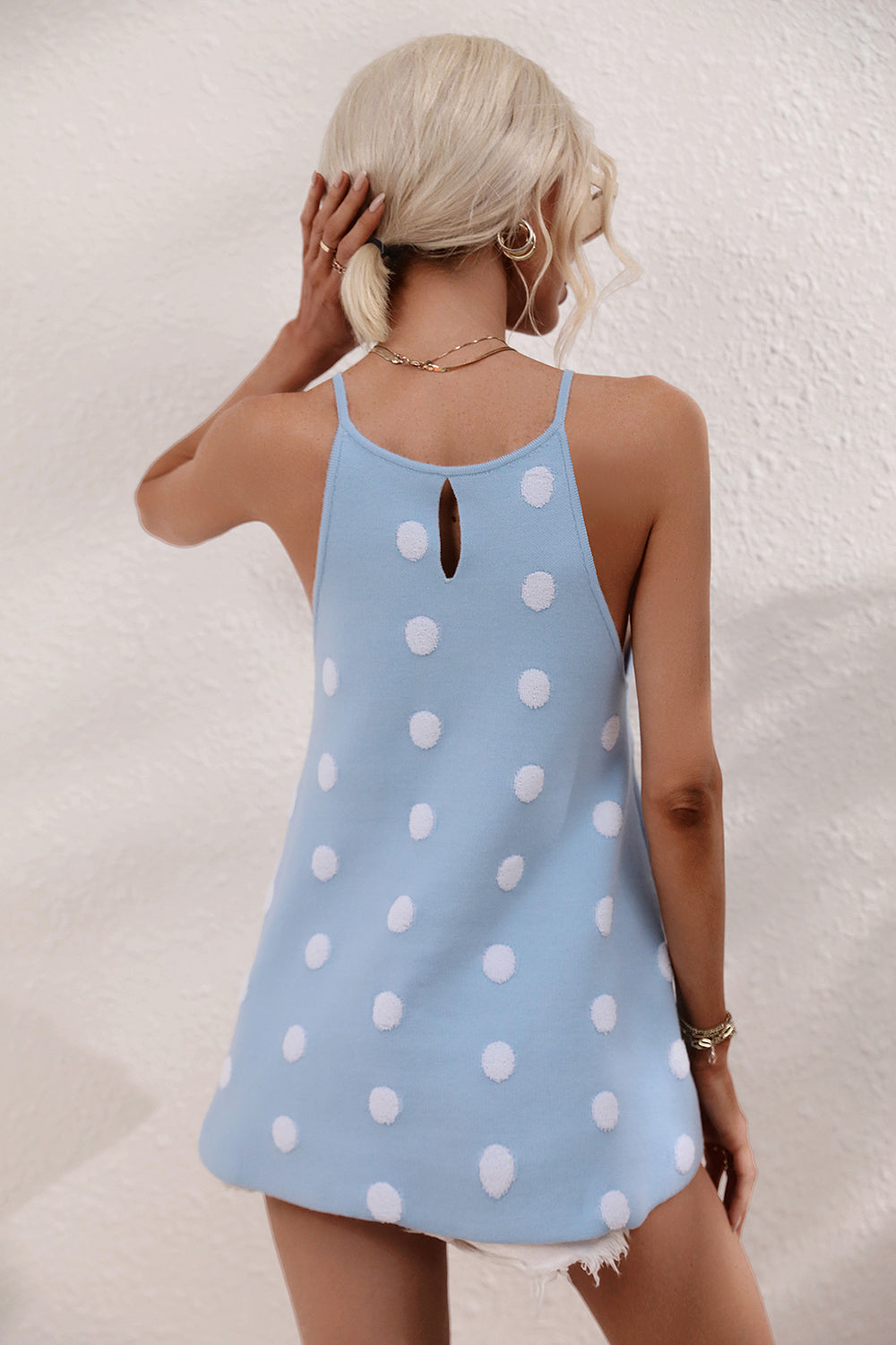 Polka Dot Round Neck Knit Tank (9)
