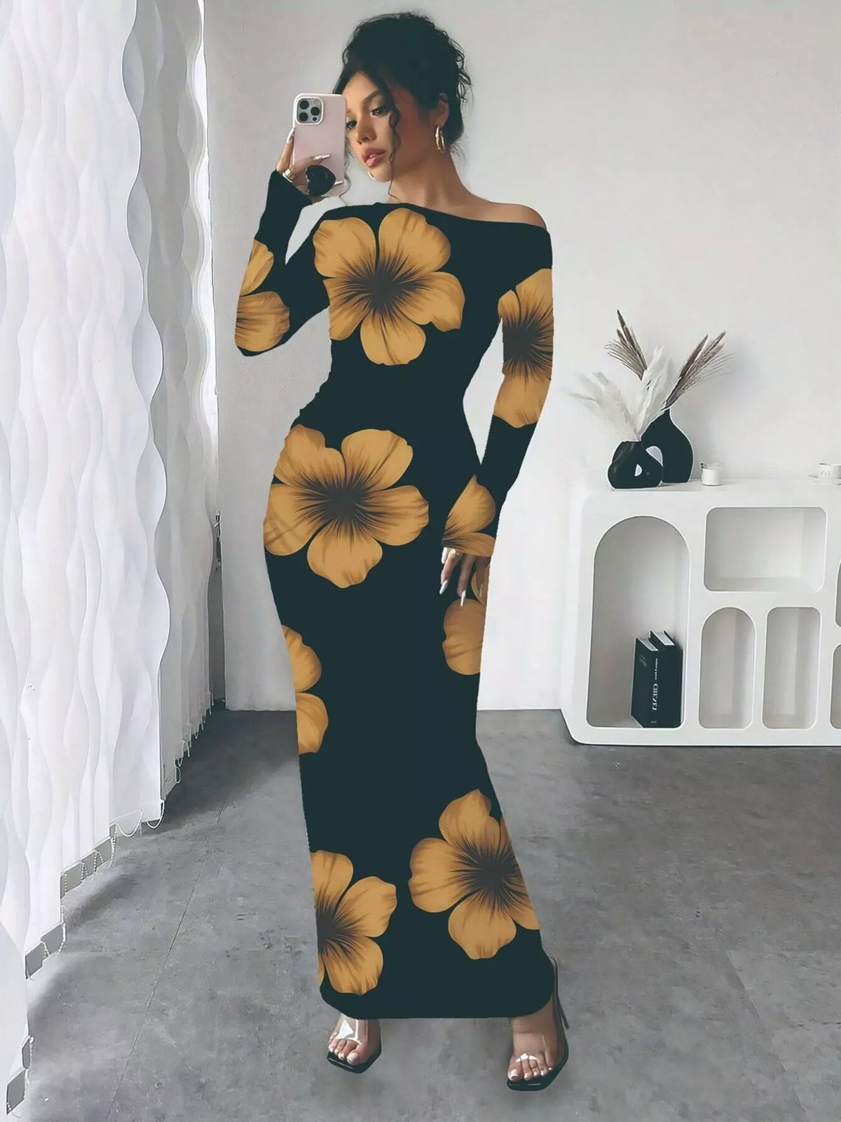 Floral Print One Shoulder Maxi Dress (10)