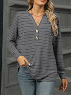 Striped Henley T-shirt Button Detail (31)