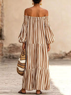 Off-shoulder Striped Maxi Dress (14)