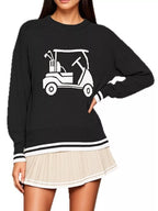 Golf Cart Graphic Dropped Shoulder Sweater (4)