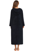 Zip Front Hooded Night Dress Pockets (2)