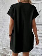 Pocketed Round Neck Short Sleeve Dress (2)