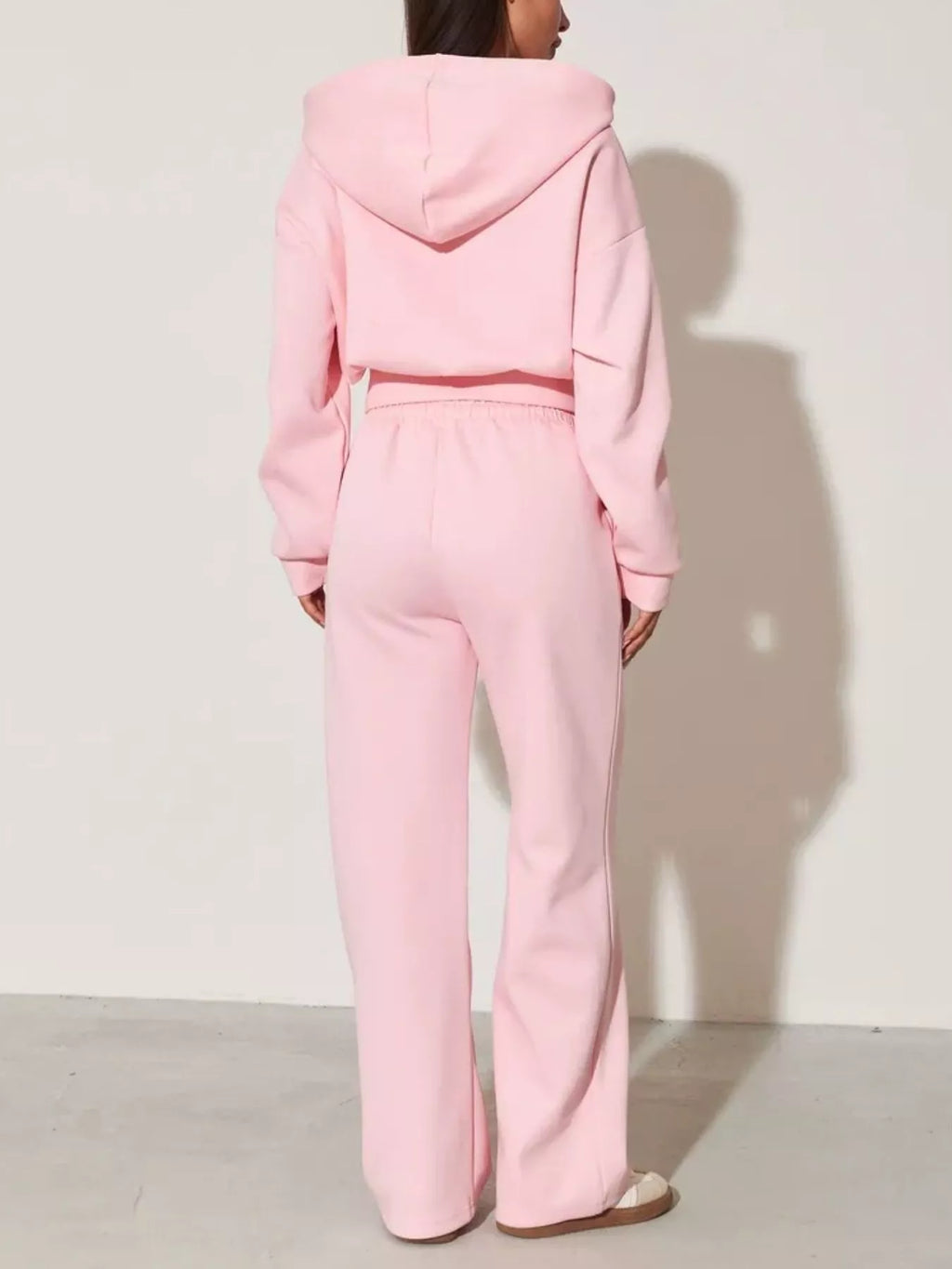 Zip-up Hoodie Wide-leg Pants Set (34)