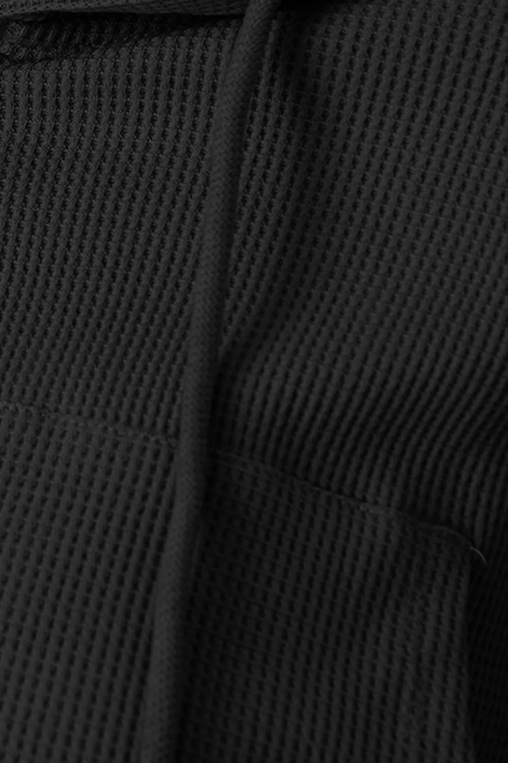 Waffle-knit Drawstring Zip Up Hoodie (20)