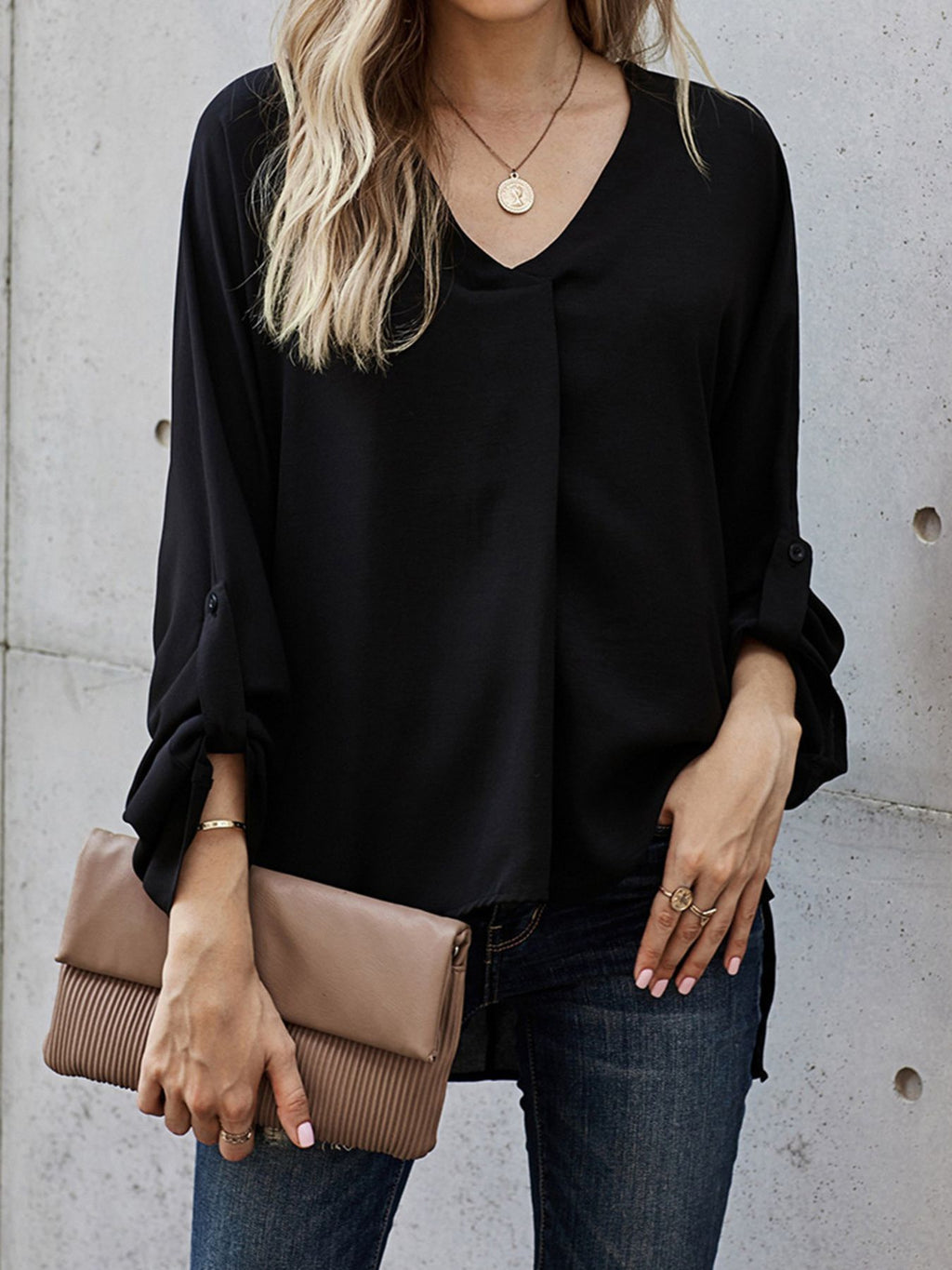Elegant V-neck Long Sleeve Blouse (15)