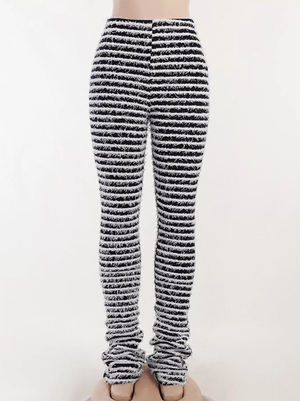 Striped Fuzzy Textured Knit Pants (3)