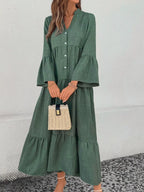 Ruffle Hem Button Front Tiered Dress (10)