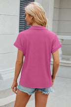 Johnny Collar Short Sleeve Blouse (8)