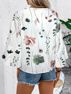 Ruffled Printed V-neck Half Sleeve Blouse (7)