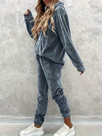 Velvet Long Sleeve Hoodie Pants Set (2)