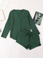 Notched Long Sleeve Top Shorts Set (6)
