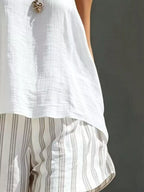 Round Neck Tank Striped Shorts Set (4)