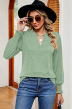 Notched Lantern Sleeve T-shirt (9)
