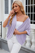 Eyelet Open Front Half Sleeve Cardigan (26)