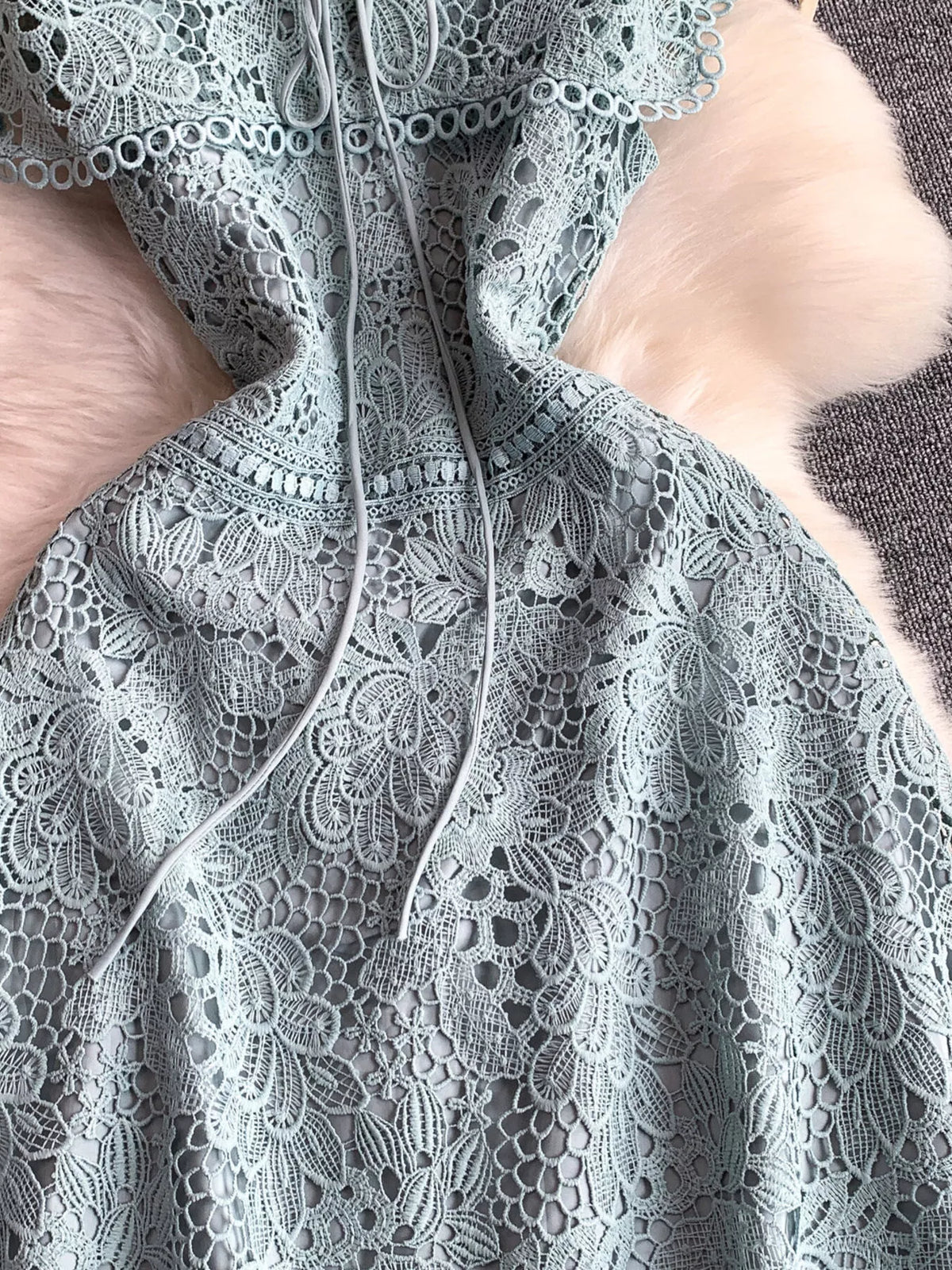 Lace Sleeveless A-line Dress (20)