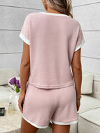 Contrast Trim Short Sleeve Top Shorts Set (6)