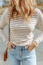 Striped Mock Neck Long Sleeve Top (3)