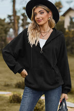 Drawstring Zip Up Dropped Shoulder Hoodie (15)