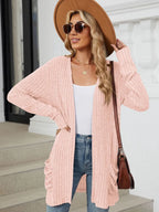 Pocketed Open Front Long Sleeve Cardigan (20)