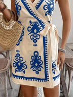 Floral Print Spaghetti Strap Wrap Mini Dress (11)