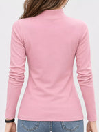 Full Size Slim-fit Mock Neck Long Sleeve Basic T-shirt Plus (18)