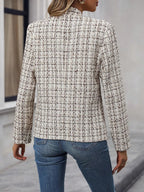 Plaid Open Front Long Sleeve Jacket (2)