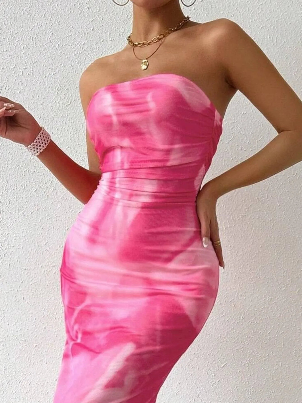 Printed Side Slit Tube Dress (7)