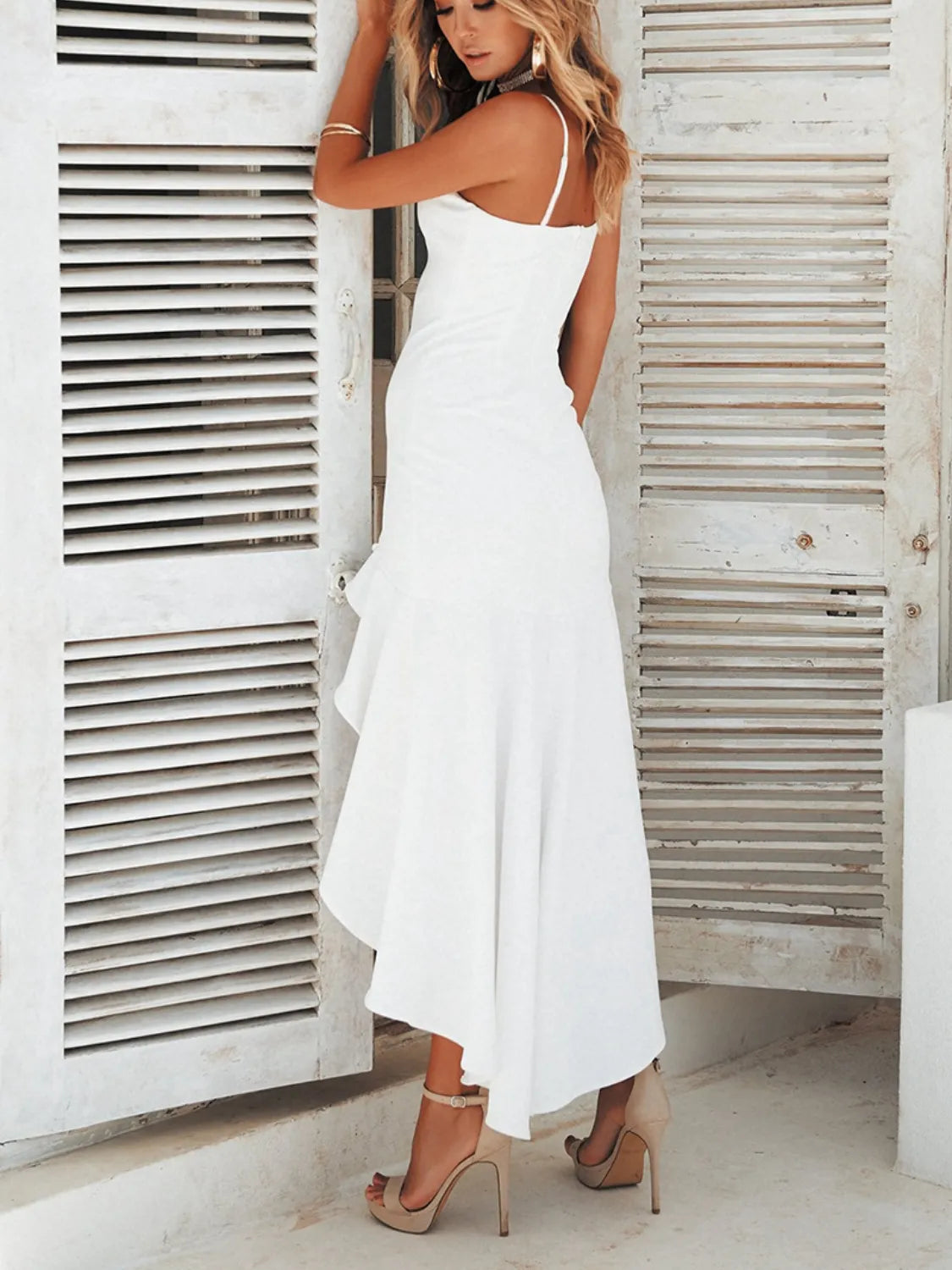 High-low Ruffled Hem Midi Cami Dress (8)