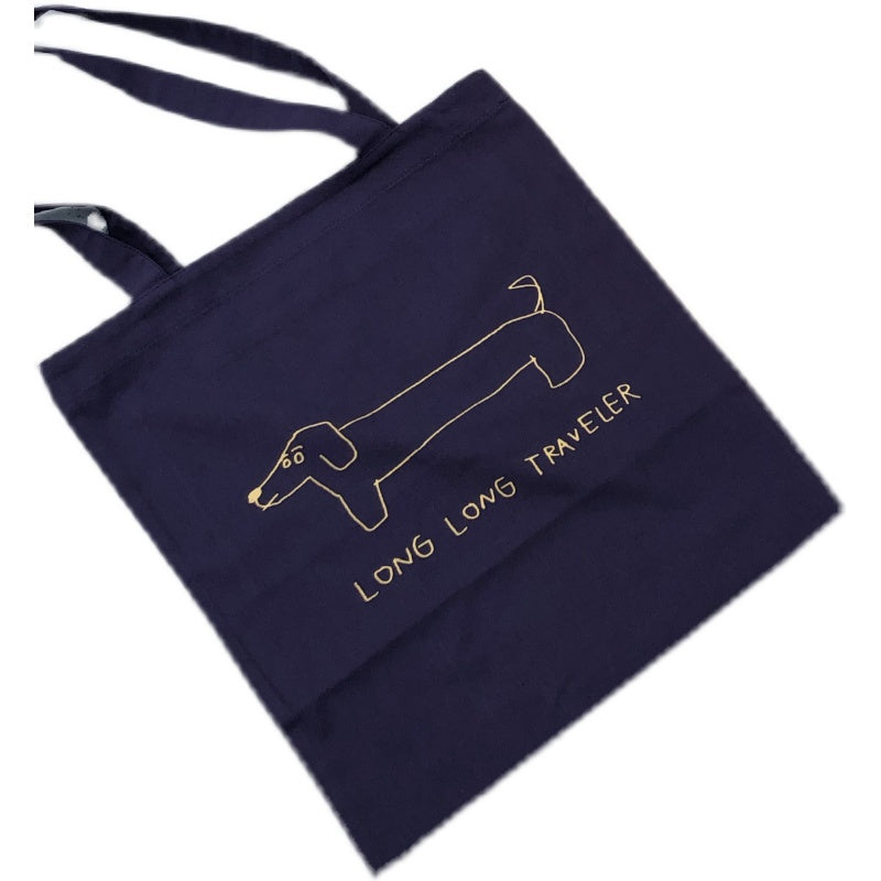 Dachshund Illustration Two-color Thin Canvas Bag variant CJNS179347901AZ
