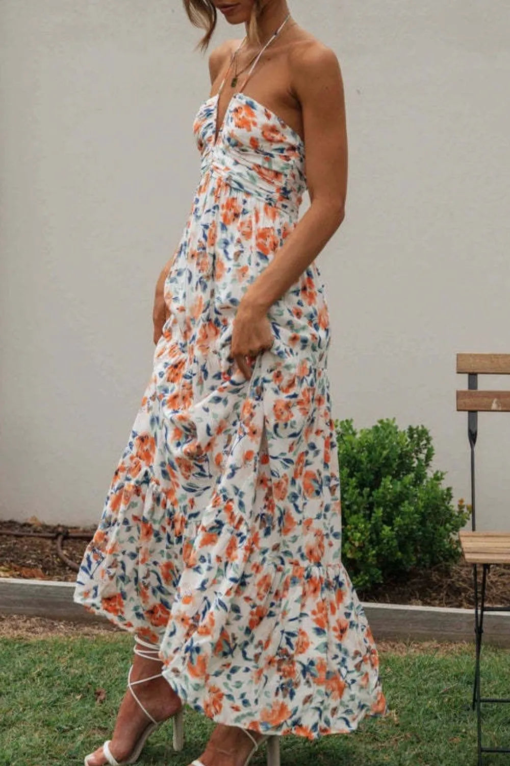 Floral Halter Neck Tiered Maxi Dress (6)