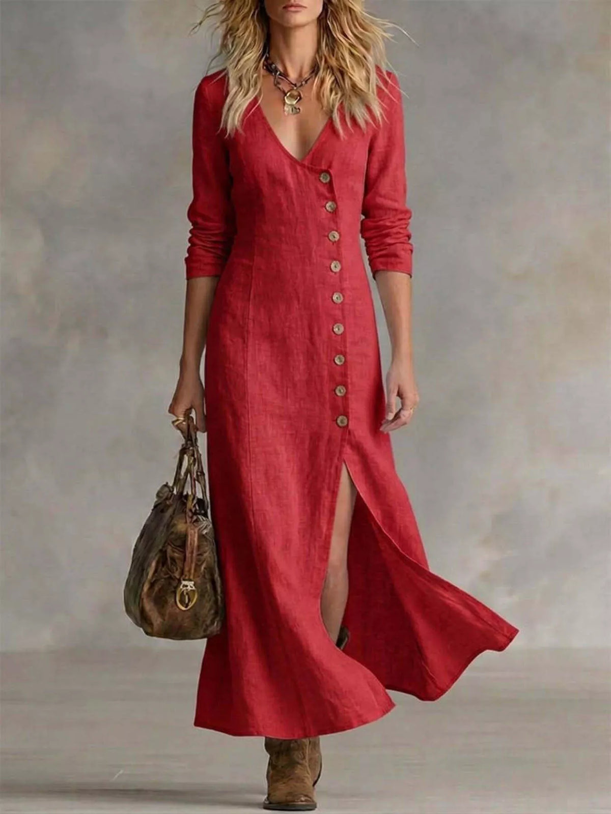 Slit Button-down Midi Dress (7)