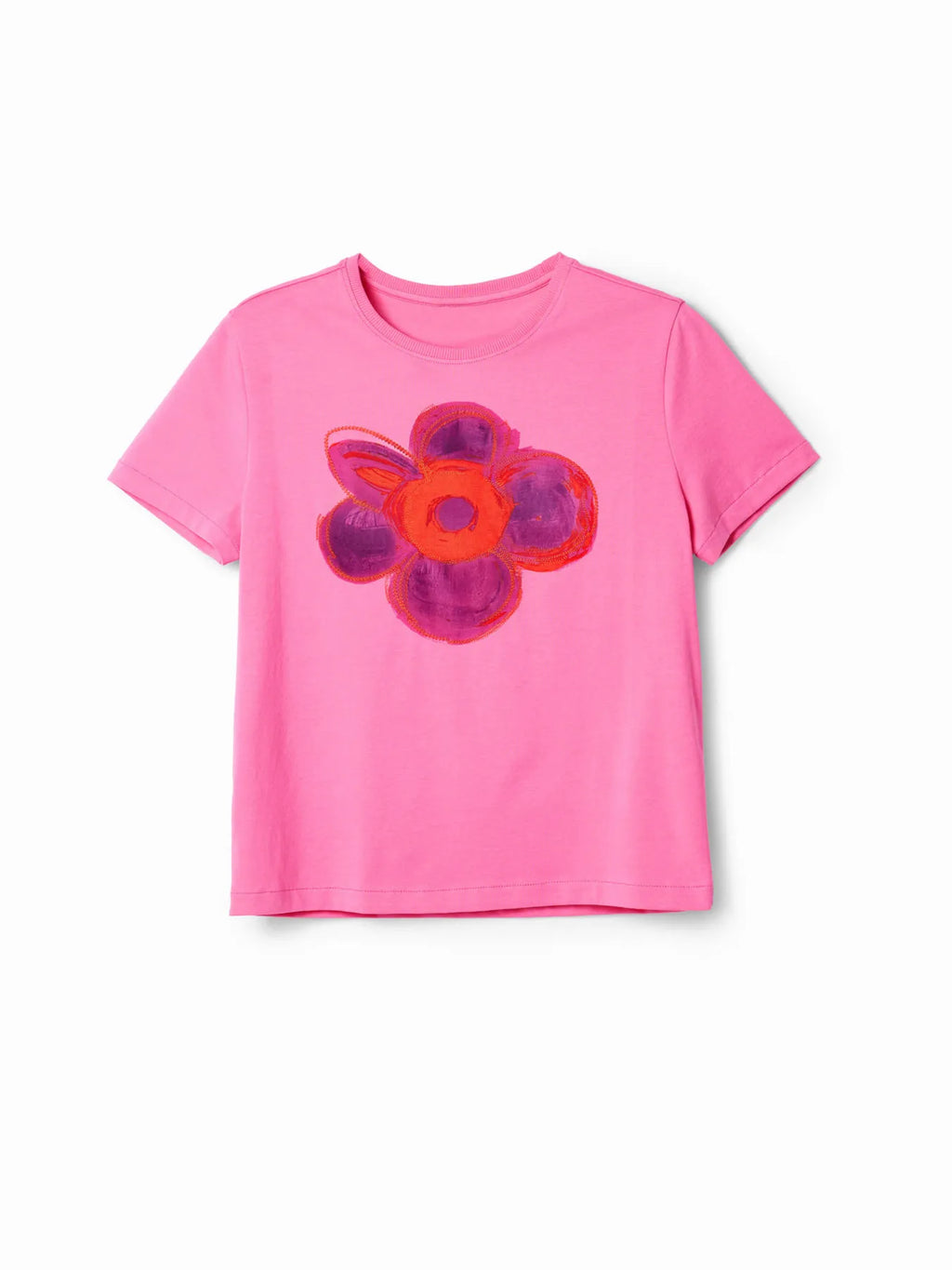Flower Graphic Round Neck T-shirt (11)