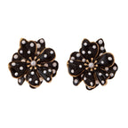 French-style Retro Black White Polka-dot Flower Earrings photo 3