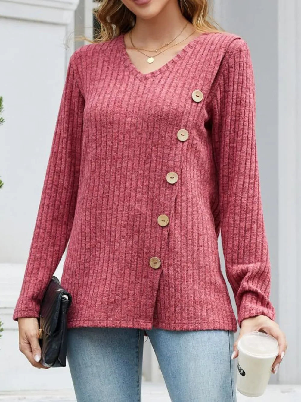 V-neck Long Sleeve T-shirt (16)