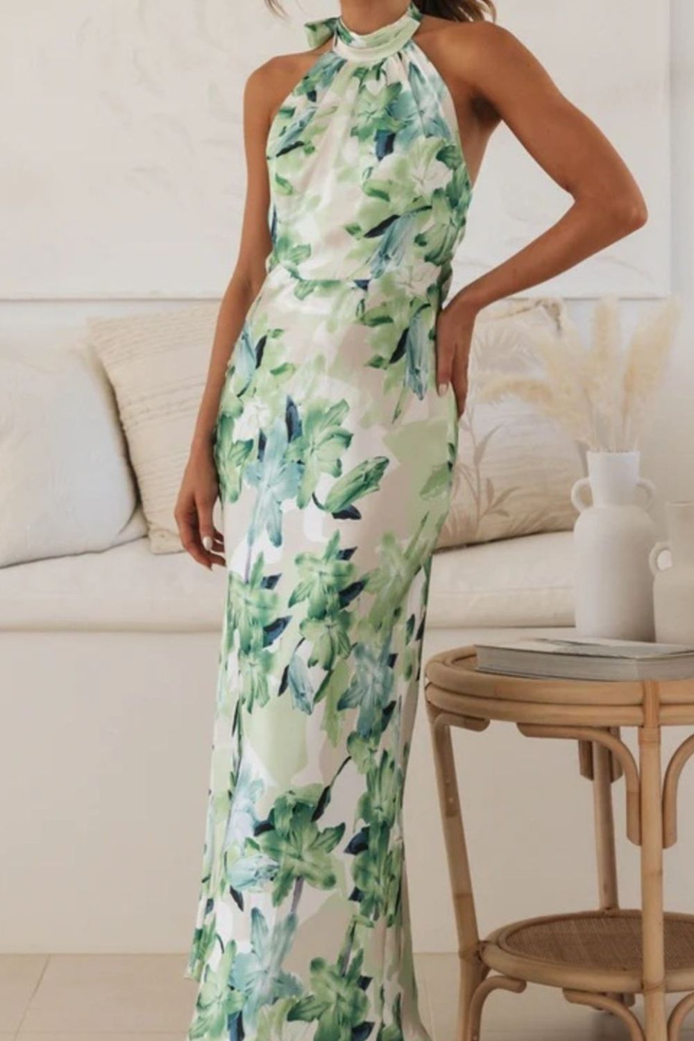 Floral Print Halter Neck Maxi Dress (11)