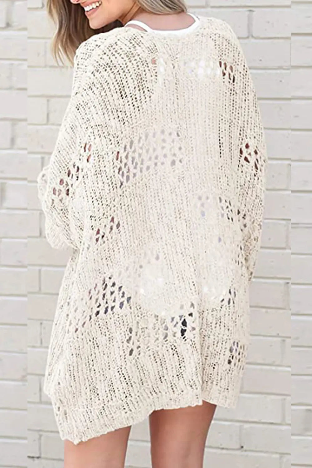 Openwork Open Front Long Sleeve Cardigan (33)