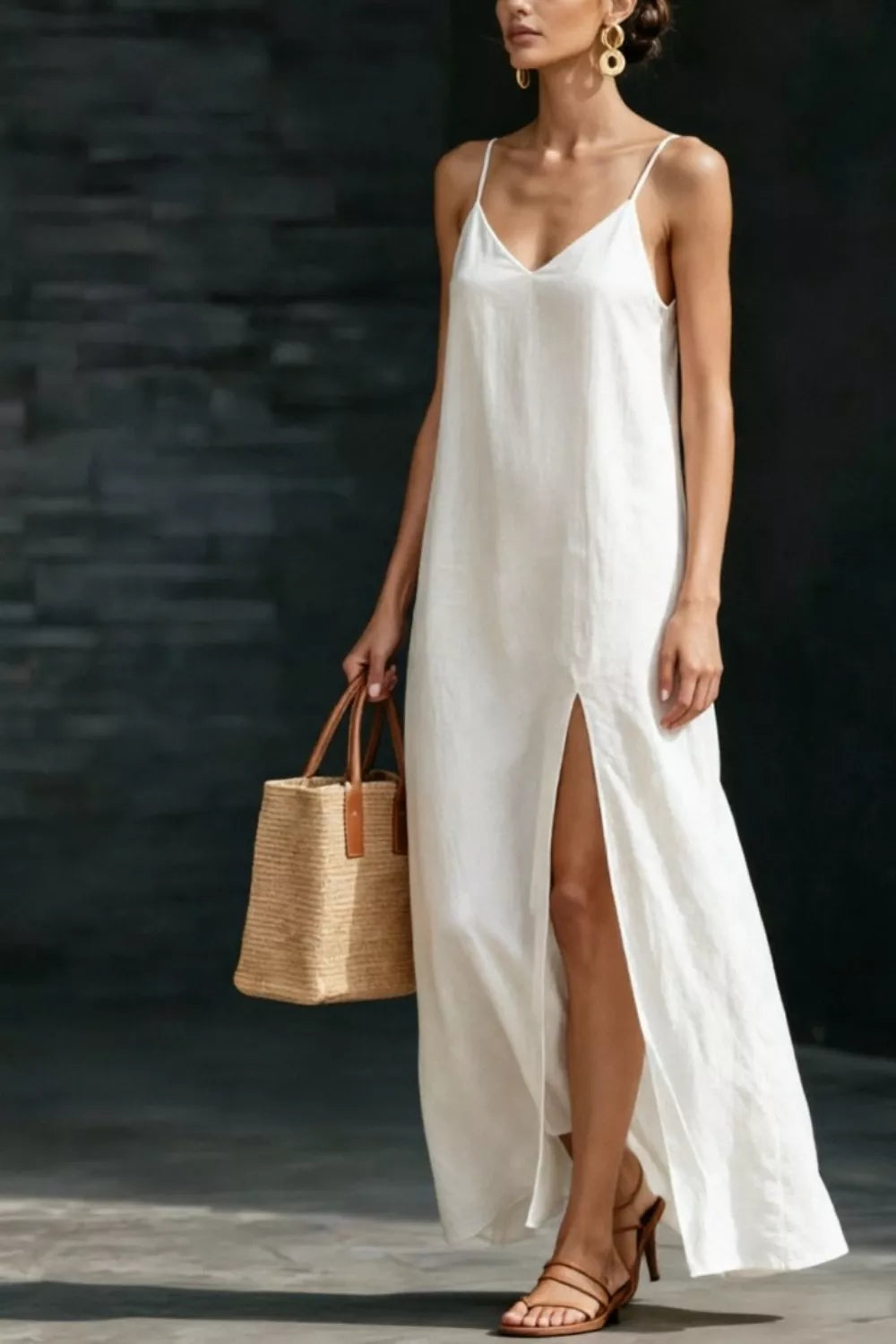 Slit V-neck Maxi Dress (8)