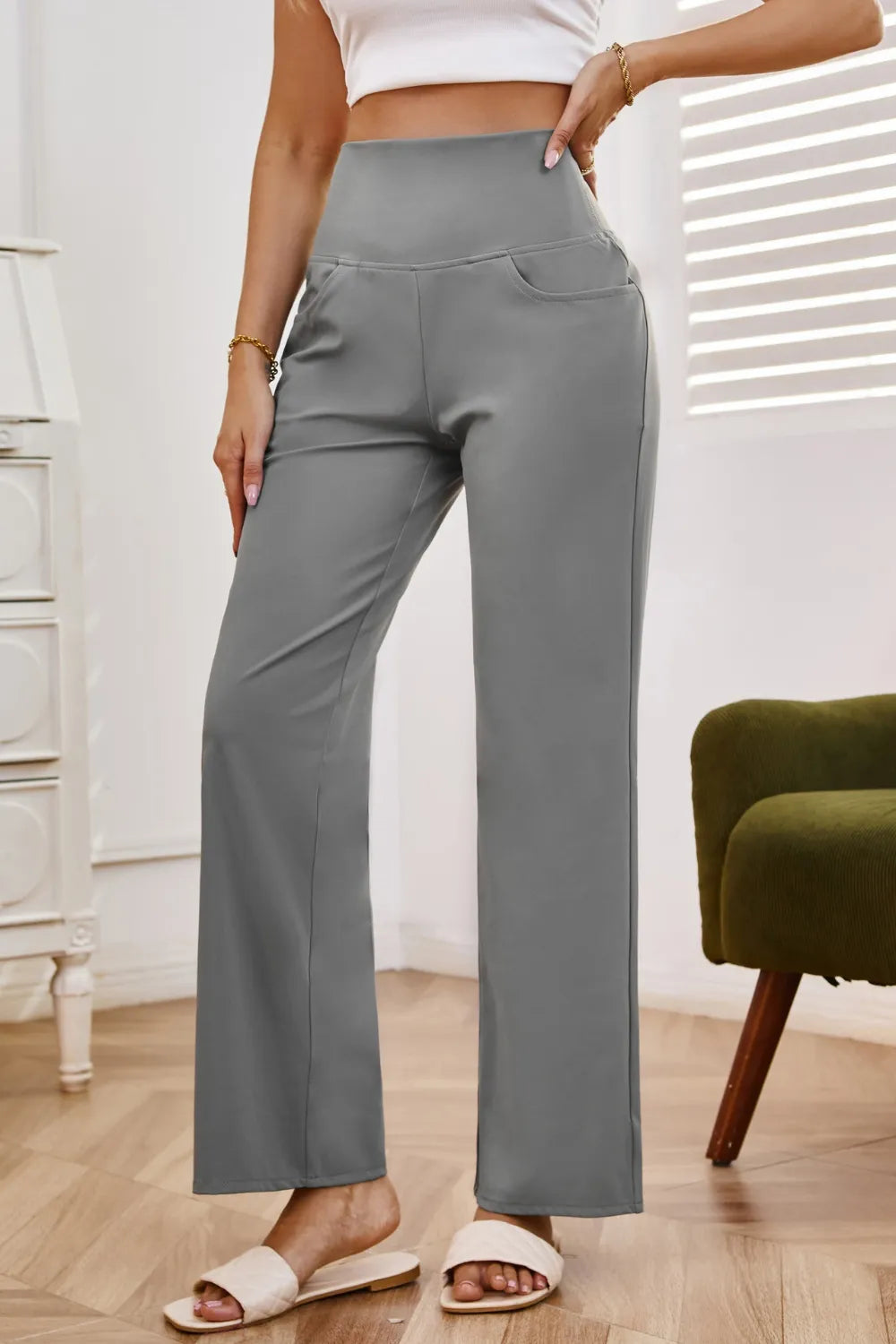 High Waist Wide Leg Pants Pockets (3)