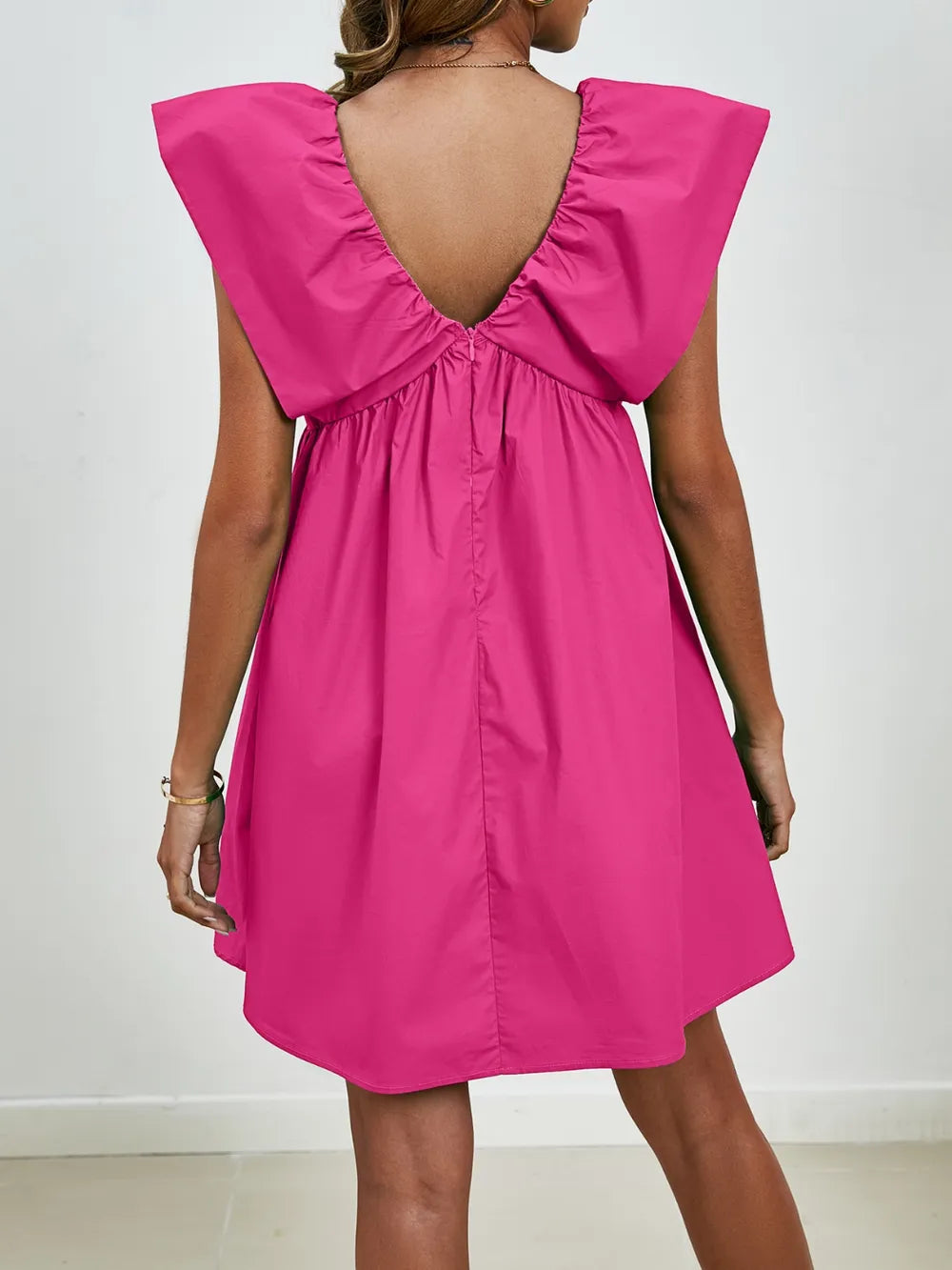V-neck Cap Sleeve Mini Dress (24)