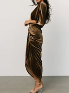 Ruched Surplice Half Sleeve Dress (15)