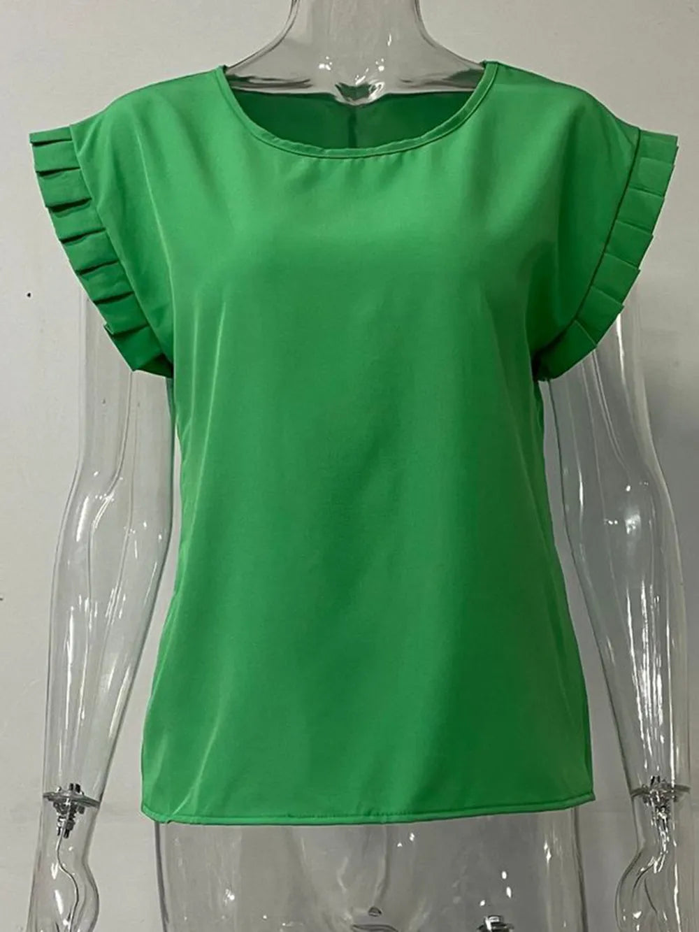 Ruffled Round Neck Cap Sleeve Blouse (8)