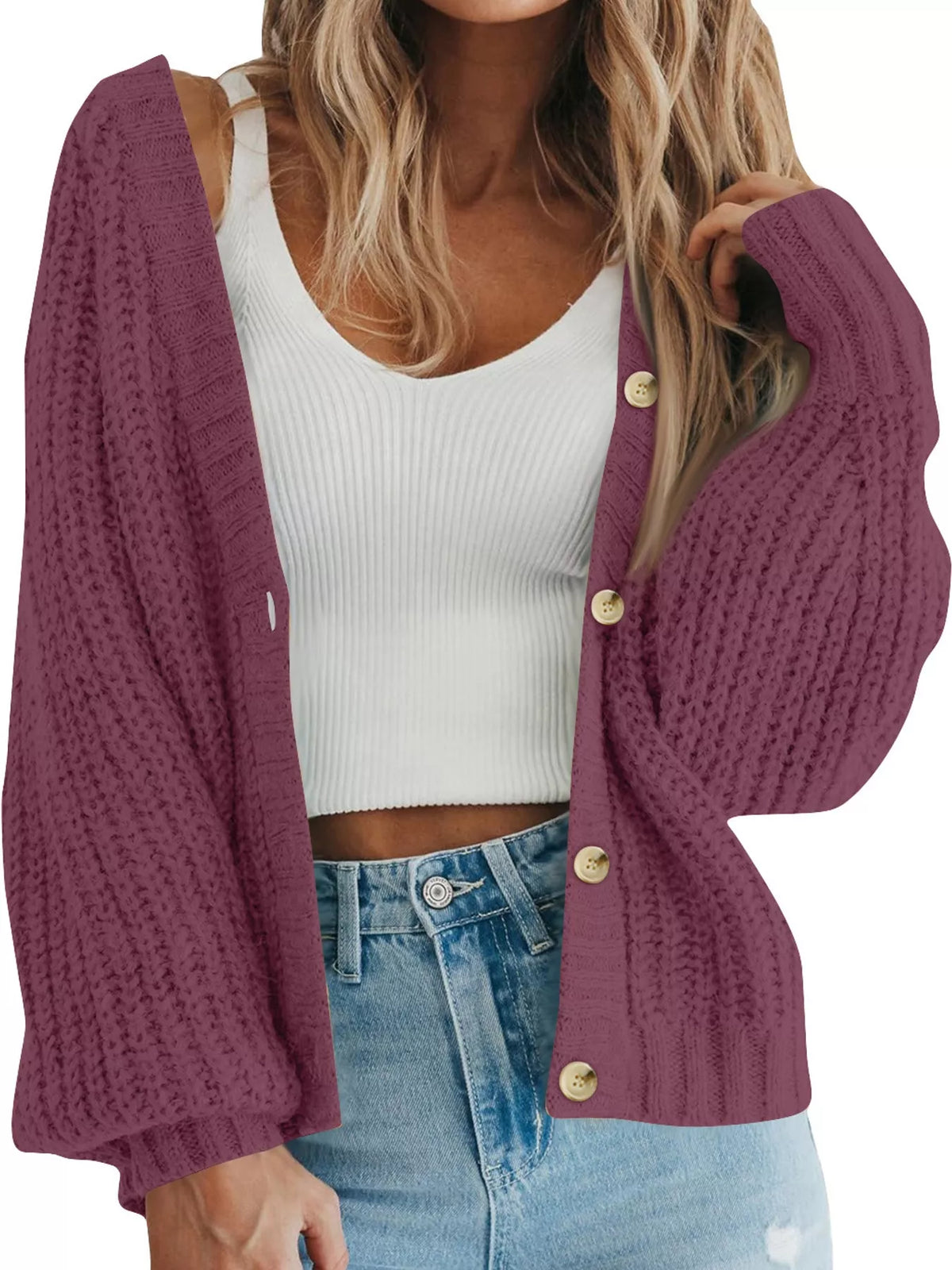 Full Size Chunky Knit Button-down Cardigan Plus (19)