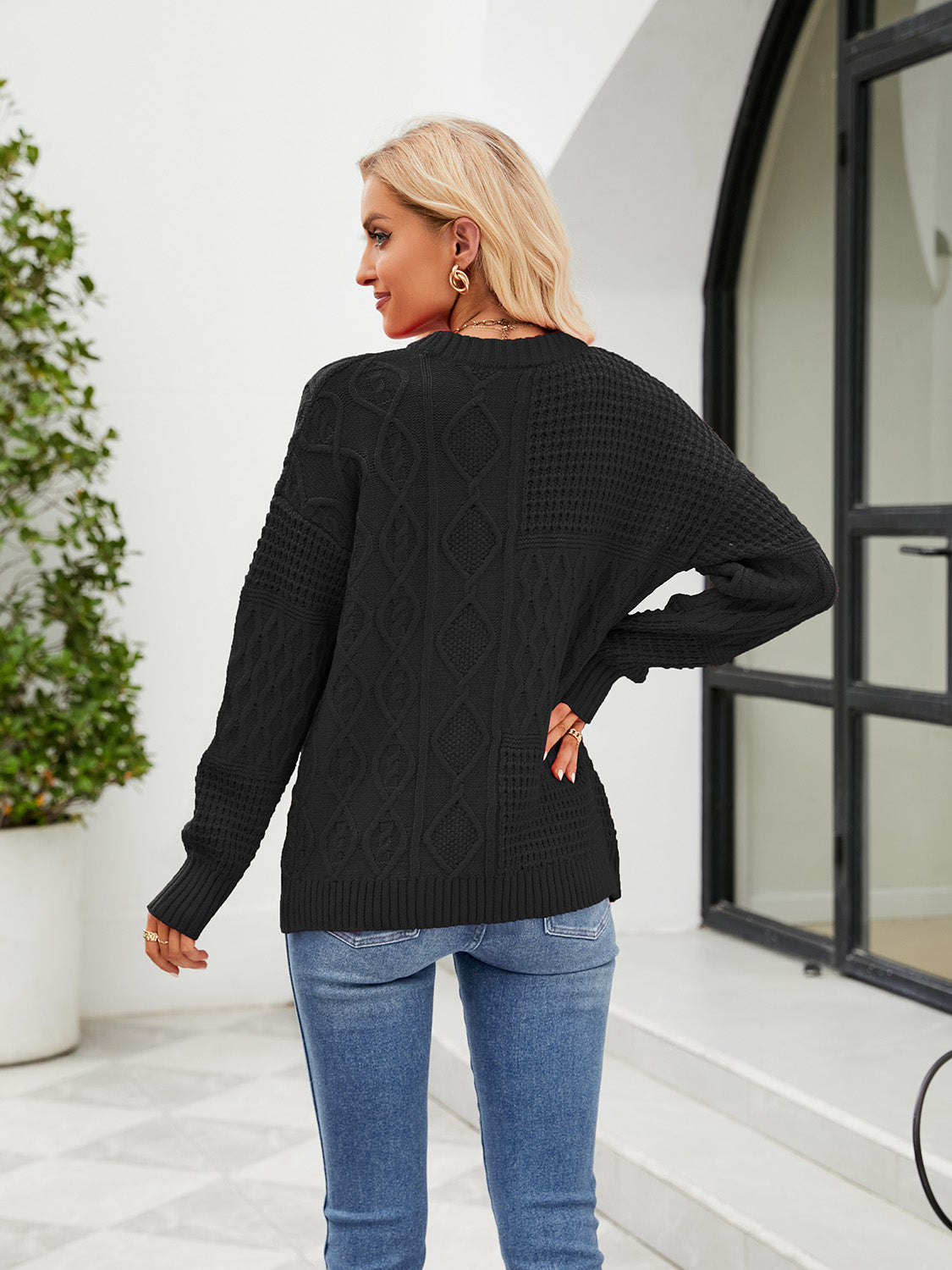Round Neck Dropped Shoulder Sweater (8)