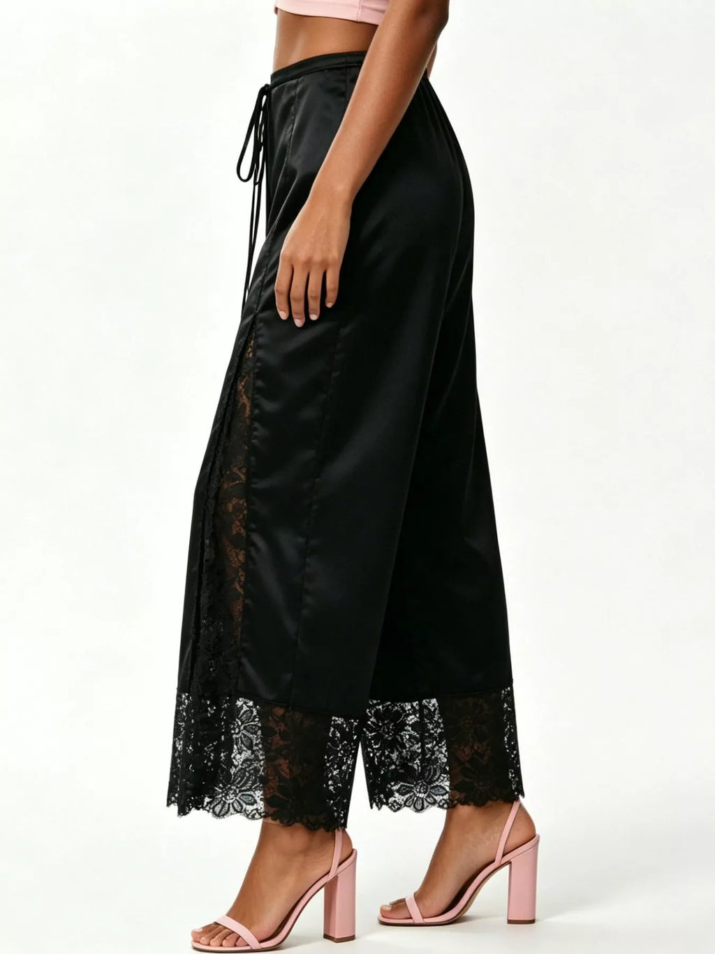 Lace Trim Wide-leg Cropped Pants (15)