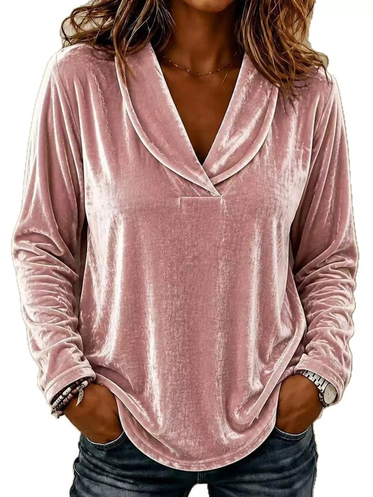Full Size Velvet Long Sleeve T-shirt Plus (6)