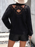 Lace Detail Cutout Long Sleeve Pullover Sweater (4)