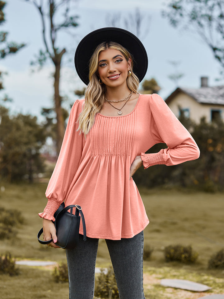Puff Sleeve Pleated Blouse (11)