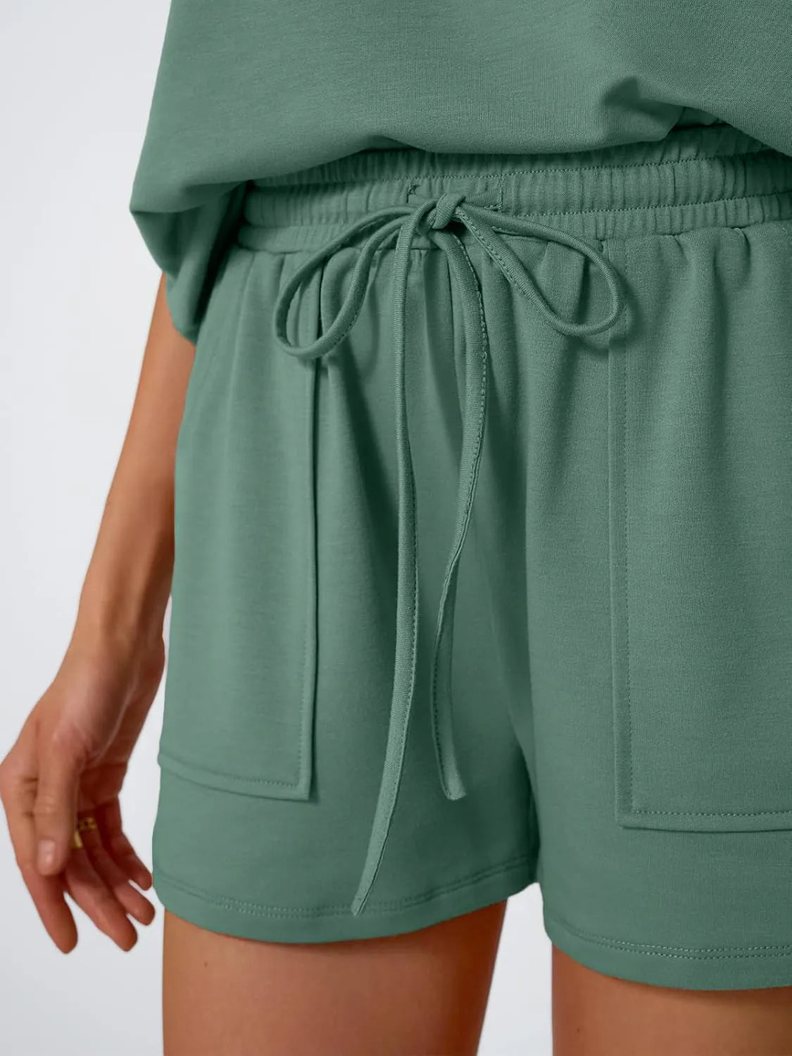 Round Neck Cap Sleeve Top Shorts Set (3)