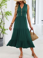 Sleeveless Notched Tiered Midi Dress (22)